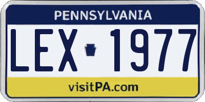 PA license plate LEX1977