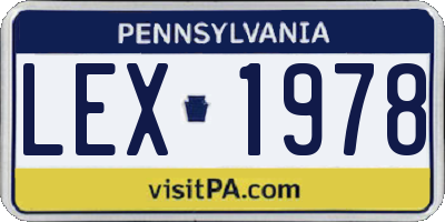 PA license plate LEX1978