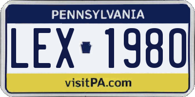 PA license plate LEX1980