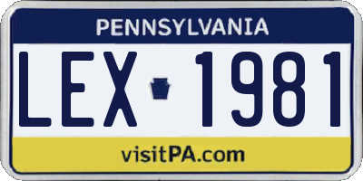 PA license plate LEX1981