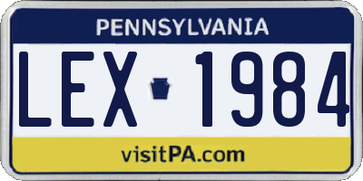 PA license plate LEX1984