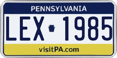 PA license plate LEX1985