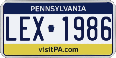 PA license plate LEX1986