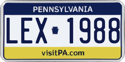 PA license plate LEX1988