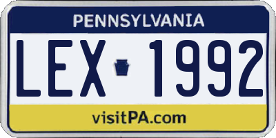 PA license plate LEX1992