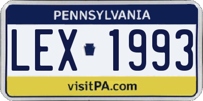PA license plate LEX1993