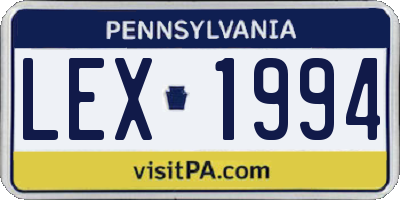 PA license plate LEX1994