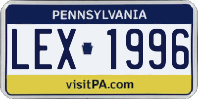 PA license plate LEX1996