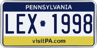 PA license plate LEX1998