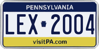 PA license plate LEX2004