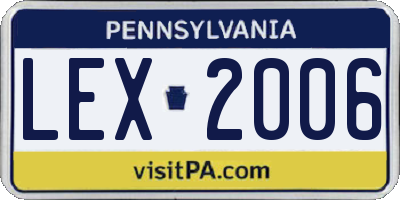 PA license plate LEX2006