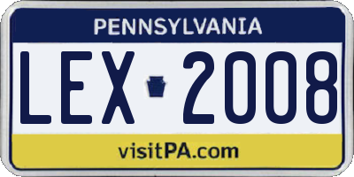 PA license plate LEX2008