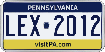 PA license plate LEX2012