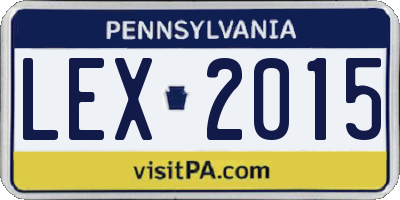 PA license plate LEX2015