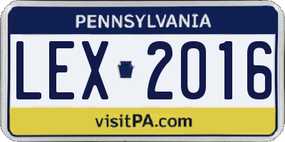 PA license plate LEX2016