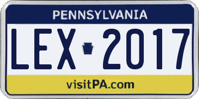 PA license plate LEX2017