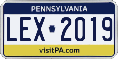 PA license plate LEX2019