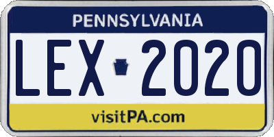 PA license plate LEX2020