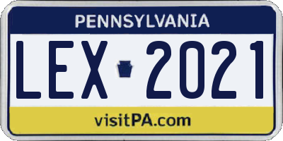 PA license plate LEX2021