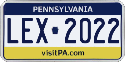 PA license plate LEX2022
