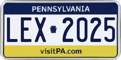 PA license plate LEX2025