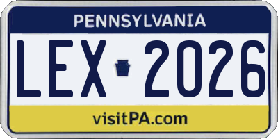 PA license plate LEX2026