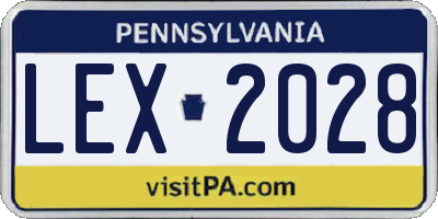 PA license plate LEX2028