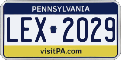 PA license plate LEX2029
