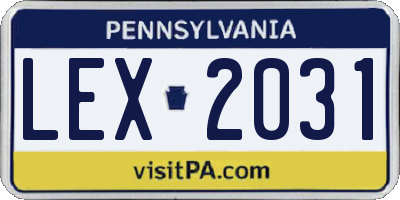 PA license plate LEX2031