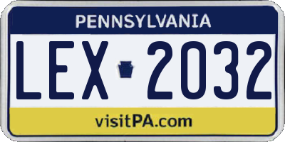 PA license plate LEX2032