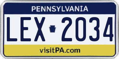 PA license plate LEX2034