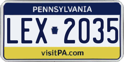PA license plate LEX2035