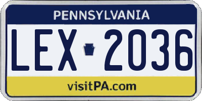 PA license plate LEX2036