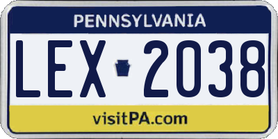 PA license plate LEX2038