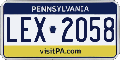 PA license plate LEX2058