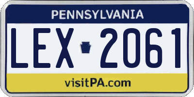 PA license plate LEX2061