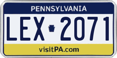 PA license plate LEX2071
