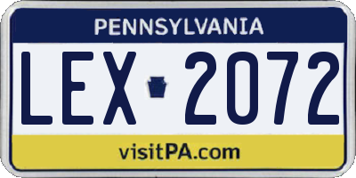 PA license plate LEX2072