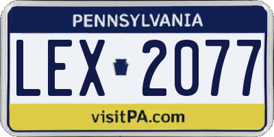 PA license plate LEX2077