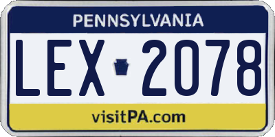 PA license plate LEX2078