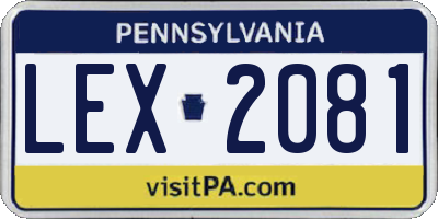 PA license plate LEX2081