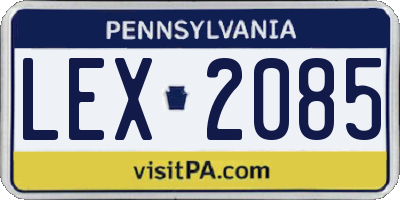 PA license plate LEX2085