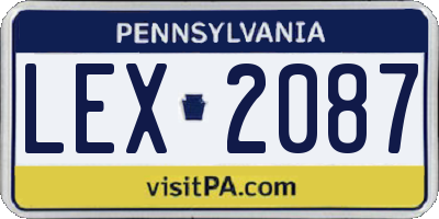 PA license plate LEX2087