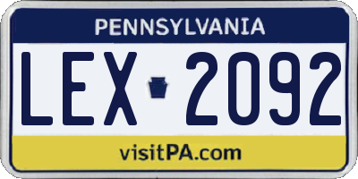 PA license plate LEX2092