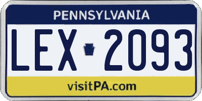 PA license plate LEX2093