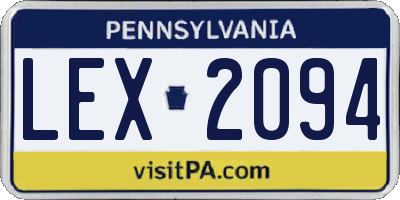 PA license plate LEX2094