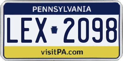 PA license plate LEX2098