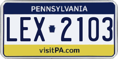 PA license plate LEX2103