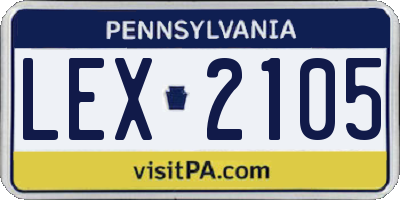 PA license plate LEX2105
