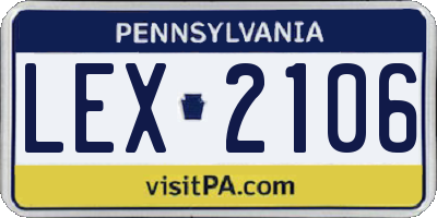 PA license plate LEX2106